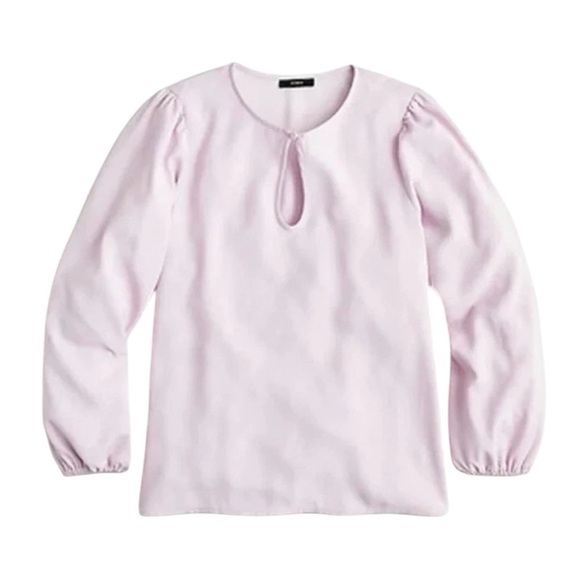 NWT J Crew Shirt Womens XS Petite lavender Puff Sleeve Satin Back Crepe Office - Picture 1 of 9